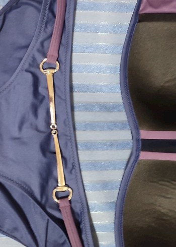 #Bikini  Ay Yıldız Mor Tokalı Strappy Bikini - Görsel 4