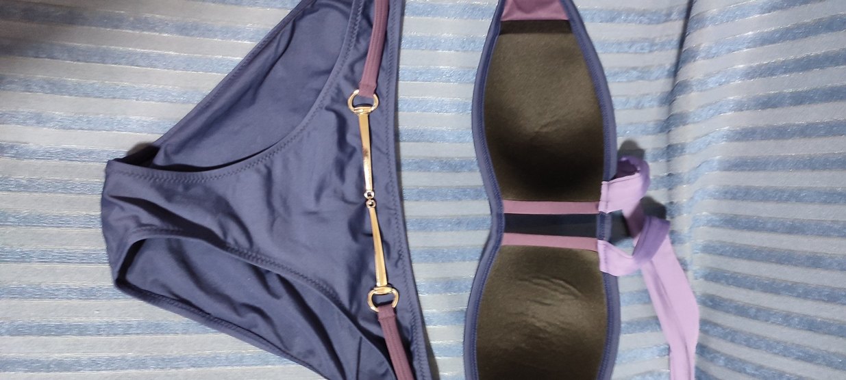 #Bikini  Ay Yıldız Mor Tokalı Strappy Bikini - Görsel 4