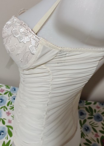 #Büstiyer Dantel Detaylı Beyaz Mini Bohem - Görsel 3