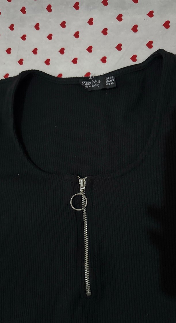 Fermuarlı Siyah Uzun Kollu Kadın badi - Görsel 2
