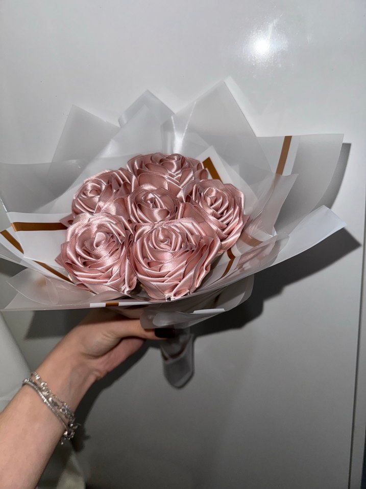 pudra pembe solmayan gül buketi - Görsel 2