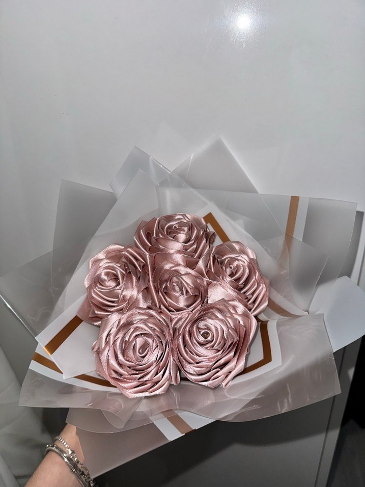 pudra pembe solmayan gül buketi - Görsel 3