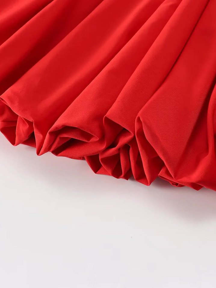 Kırmızı Drapeli Midi Kolsuz Elbise - Görsel 3