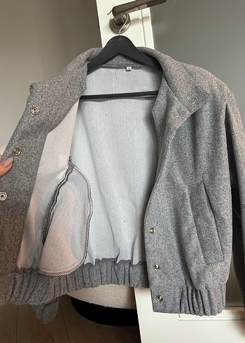 Gri Düğmeli Midi Kadın Ceket - Görsel 2