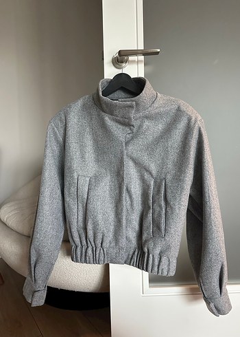 Gri Düğmeli Midi Kadın Ceket - Görsel 6