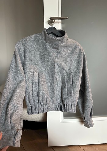 Gri Düğmeli Midi Kadın Ceket - Görsel 8