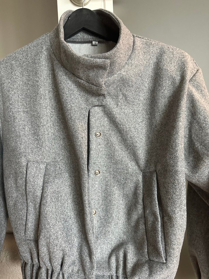 Gri Düğmeli Midi Kadın Ceket - Görsel 5