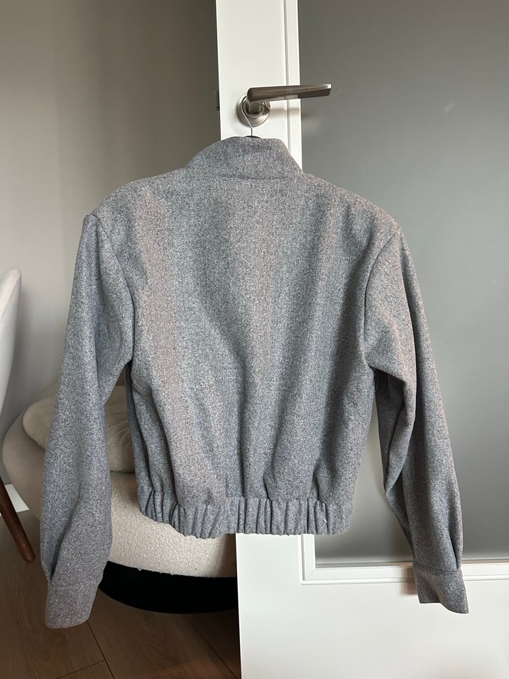 Gri Düğmeli Midi Kadın Ceket - Görsel 4