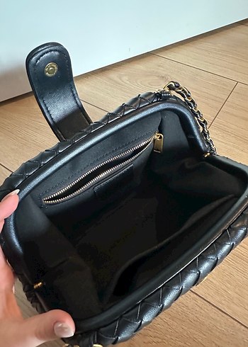 Zincir Detaylı Siyah Deri Kadın Çanta - Görsel 7