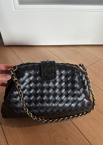 Zincir Detaylı Siyah Deri Kadın Çanta - Görsel 2