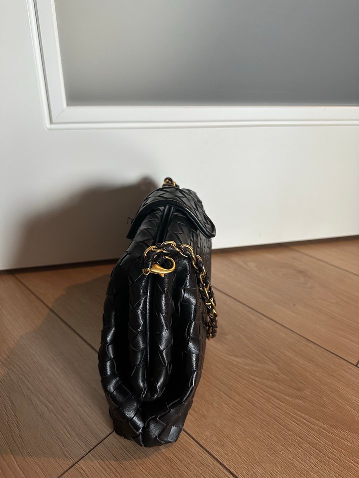 Zincir Detaylı Siyah Deri Kadın Çanta - Görsel 5