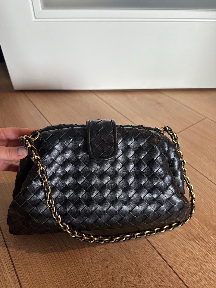 Zincir Detaylı Siyah Deri Kadın Çanta - Görsel 2