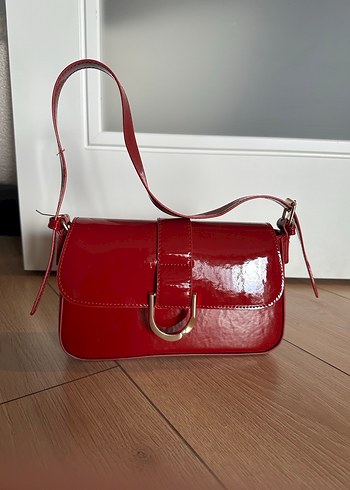 Klasik Kırmızı Deri Kadın Çanta - Görsel 2