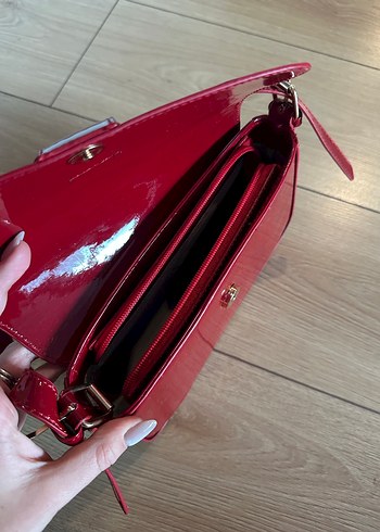 Klasik Kırmızı Deri Kadın Çanta - Görsel 5