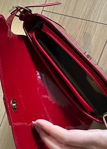 Klasik Kırmızı Deri Kadın Çanta - Görsel 10