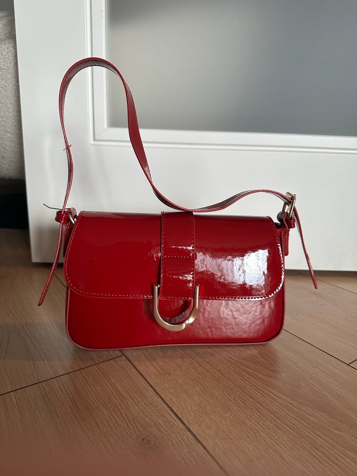 Klasik Kırmızı Deri Kadın Çanta - Görsel 2