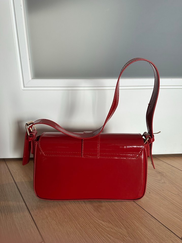 Klasik Kırmızı Deri Kadın Çanta - Görsel 3