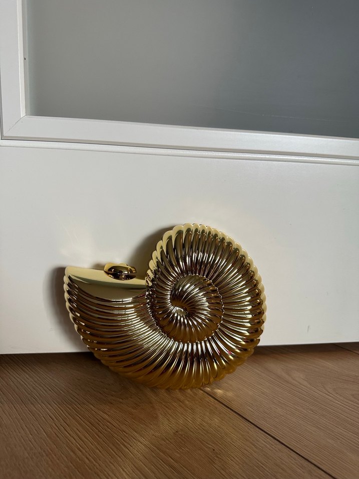 Altın Renkli Seramik Klasik Kadın Clutch Çanta - Görsel 4