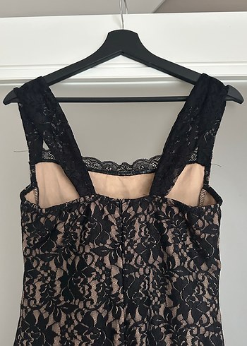 Dantel Detaylı Siyah Uzun Abiye Elbise - Görsel 9