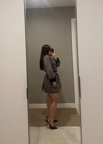 Gri Mini Blazer Elbise - Görsel 7