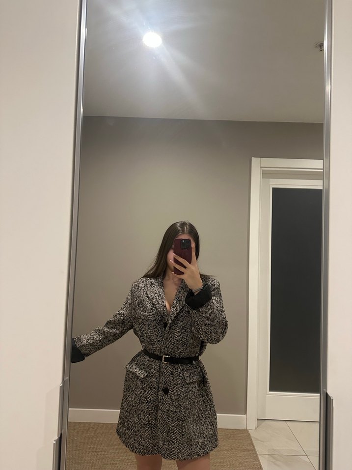 Gri Mini Blazer Elbise - Görsel 5