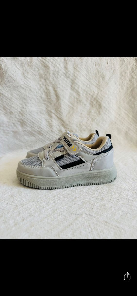 Gri Beyaz Erkek Çocuk Spor Ayakkabısı Velcro - Görsel 3