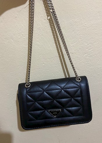 Zincir Detaylı Siyah Deri Kadın Çanta - Görsel 2