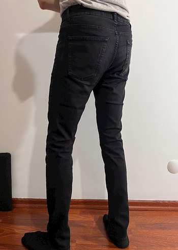 Erkek Siyah Slim Fit Denim Pantolon - Görsel 6