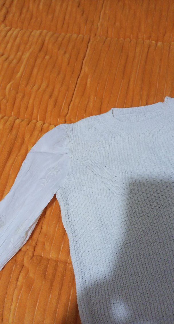 Beyaz Bohem Örgü Kadın Kazak - Görsel 3