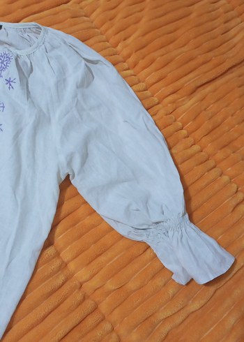 Nakışlı Bluzu, Kısa Kollu, Pamuk - Görsel 2