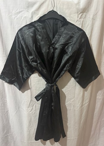 Siyah Midi Kadın Gotik Kısa Kollu sabahlık - Görsel 2