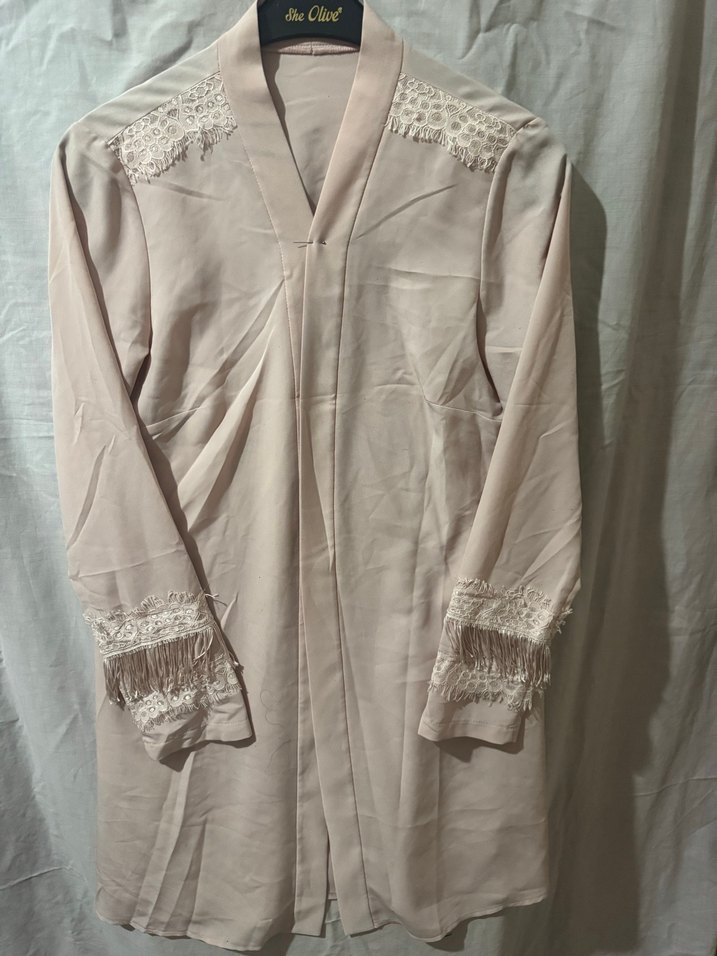 Bej Uzun Kollu Bohem Kadın Sabahlık - Görsel 2