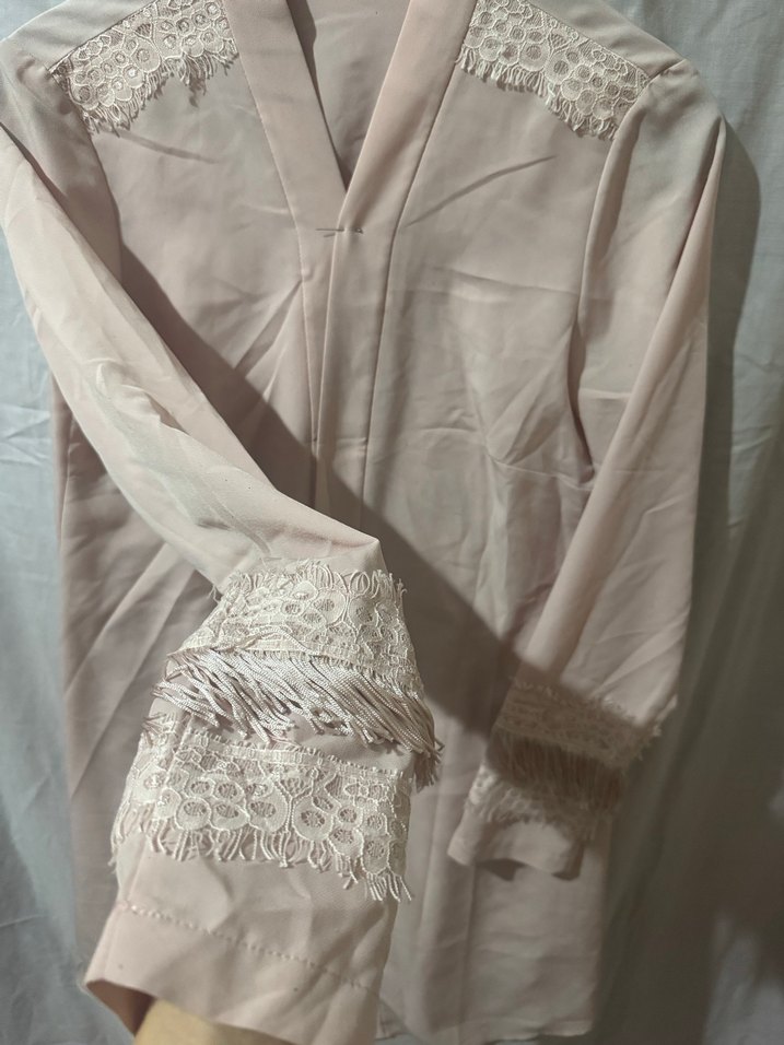 Bej Uzun Kollu Bohem Kadın Sabahlık - Görsel 3