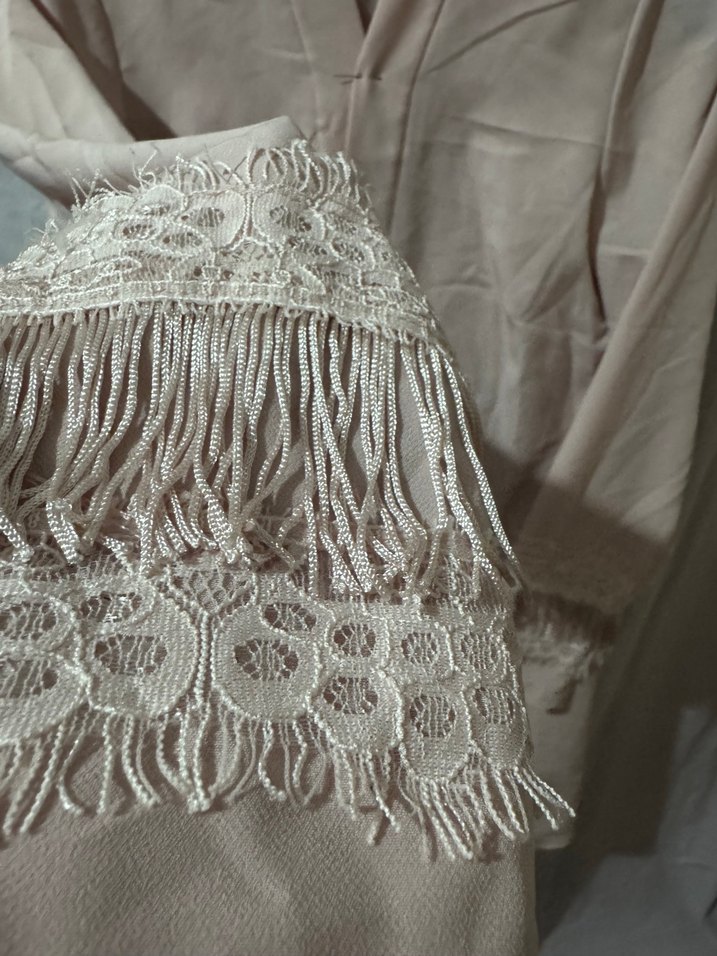 Bej Uzun Kollu Bohem Kadın Sabahlık - Görsel 4