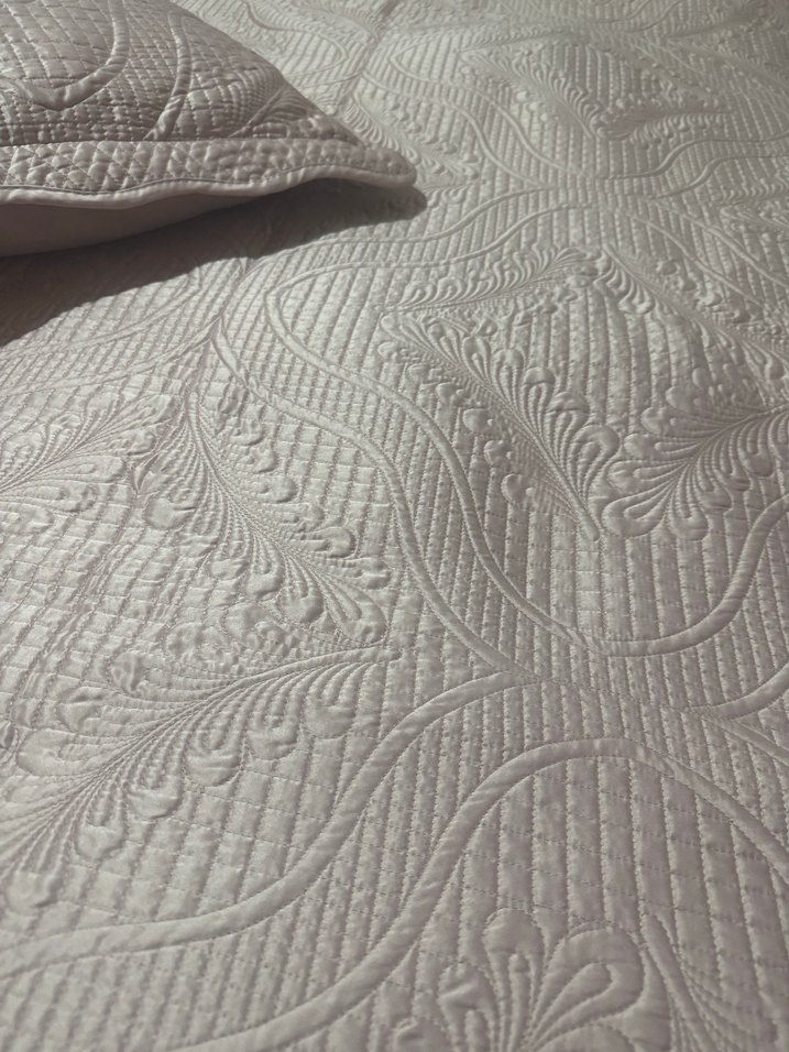 Gül kurusu renk Kapitone pamuk saten  Yatak Örtüsü - Görsel 5