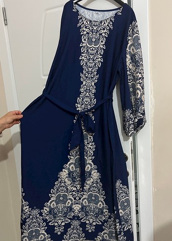 Mavi Desenli Bohem Uzun Elbise - Görsel 2