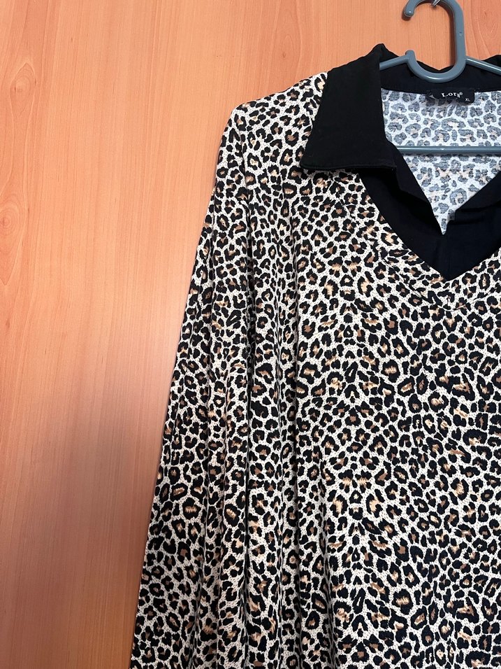 Leopar Desenli Uzun Kollu Kadın Bluz - Görsel 3