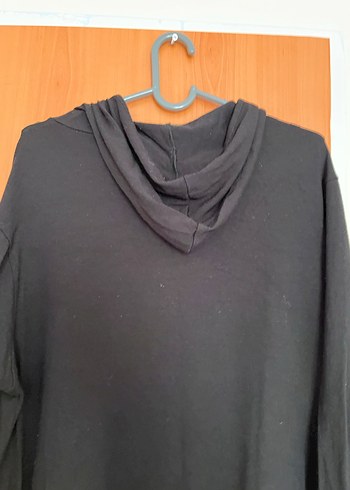 Siyah Kapüşonlu Fermuarlı Rahat Uzun Tulum Ceket - Görsel 5