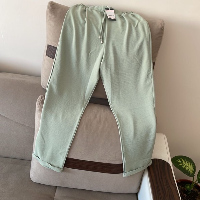 Kadın Haki Rahat Kesim Pantolon - Görsel 2