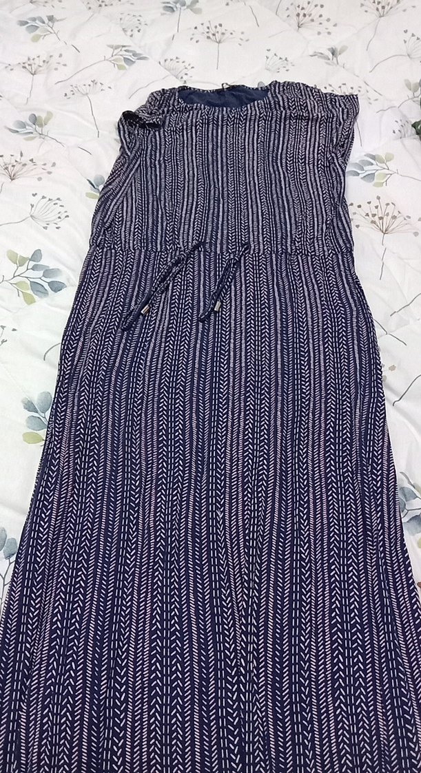 Lacivert Piliseli Uzun Hamile Elbisesi - Görsel 2