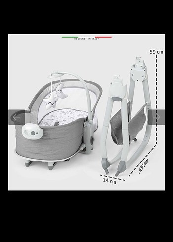 Gri 3 Kademe Sırt Ayarlı Bebek Beşiği - Görsel 3