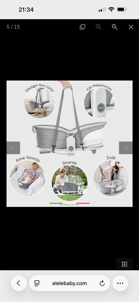 Gri 3 Kademe Sırt Ayarlı Bebek Beşiği - Görsel 2