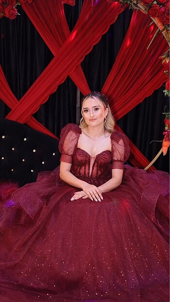 Beden bordo Renk Kına giriş elbisesi