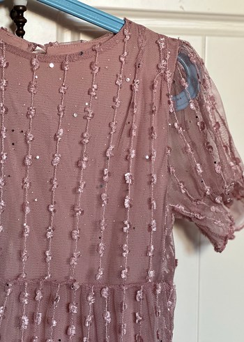 Pembe Fırfırlı Kız Çocuk Elbisesi - Görsel 2