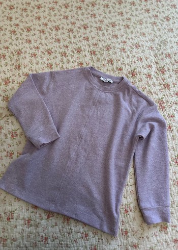 Lila Yuvarlak Yaka Triko Kazak - Görsel 2