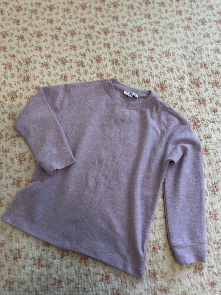 Lila Yuvarlak Yaka Triko Kazak - Görsel 2