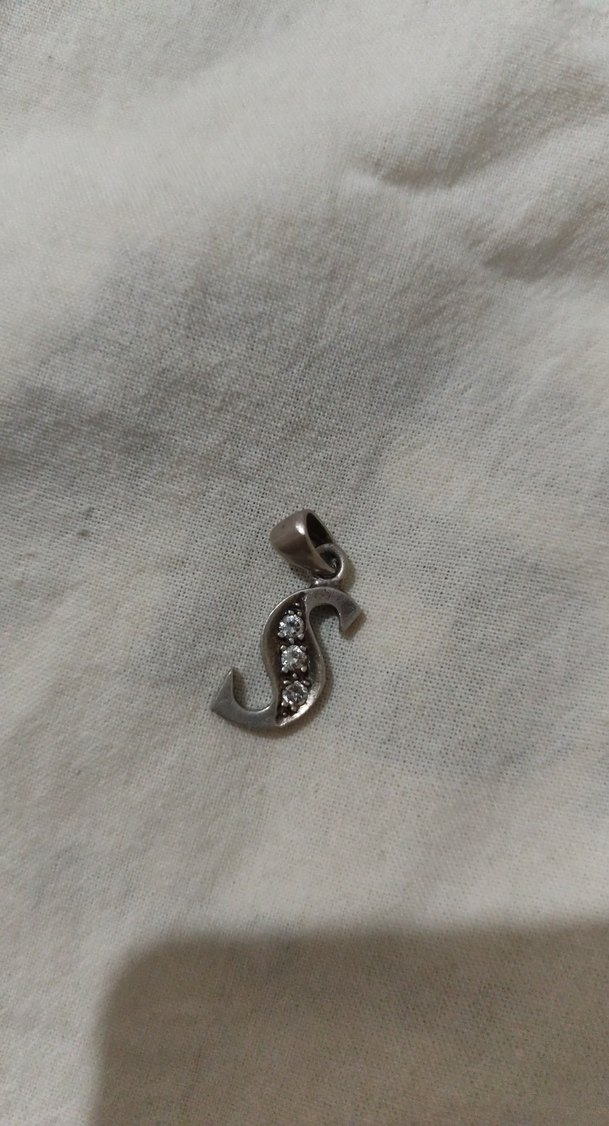 Pul İşlemeli Gri 'S' Harfi Kadın Charm - Görsel 2