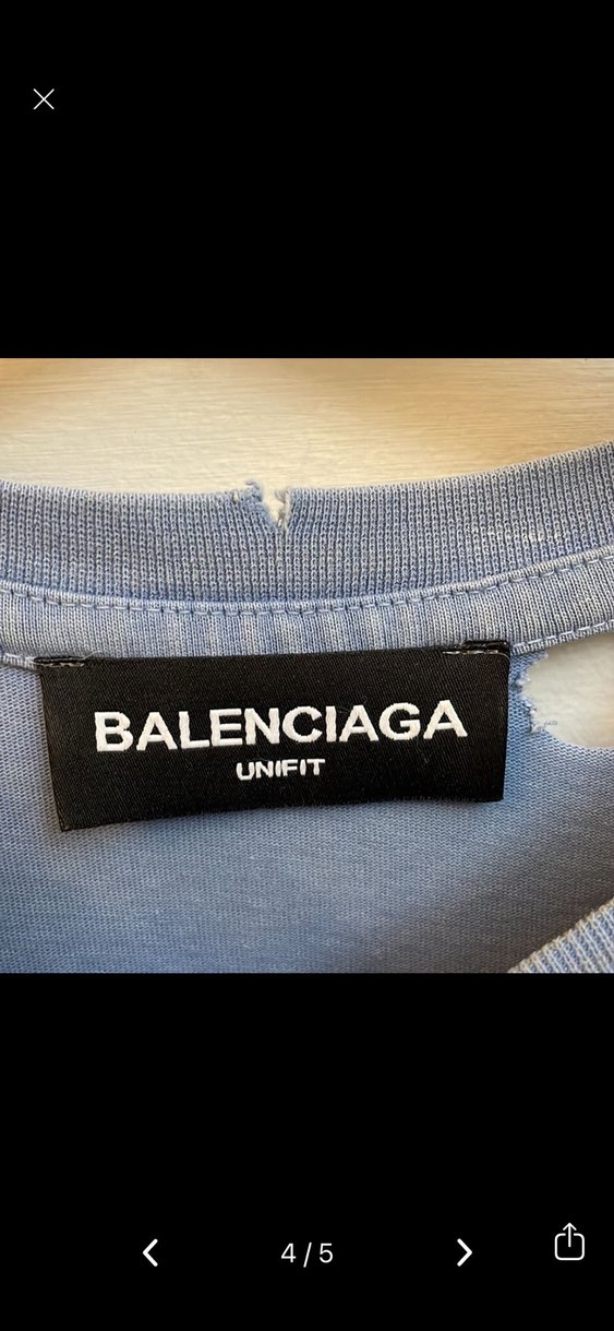 Balenciaga Mavi kısa  Kollu Tişört - Görsel 4