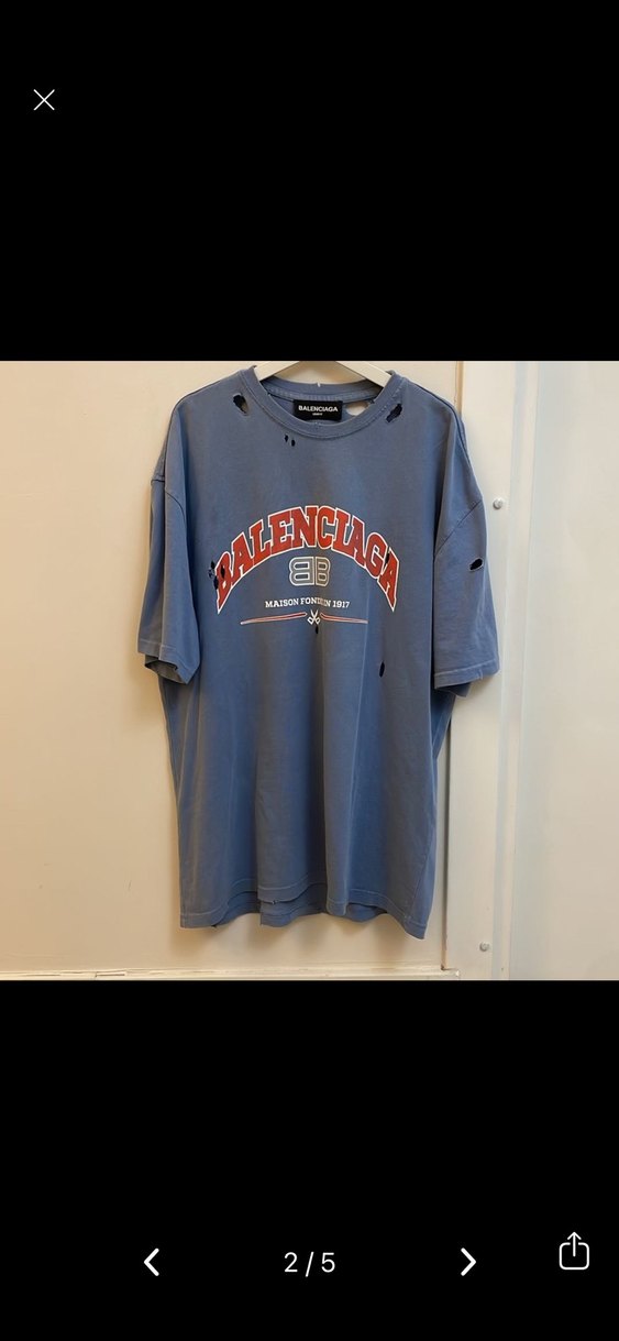 Balenciaga Mavi kısa  Kollu Tişört - Görsel 2