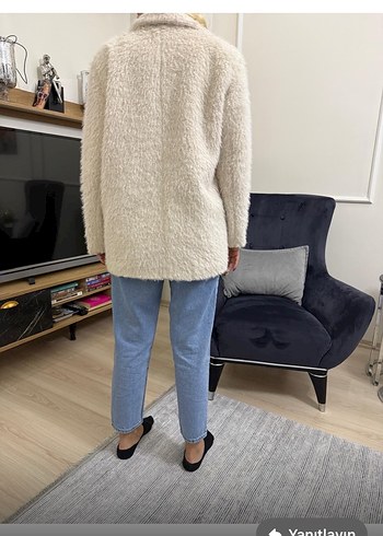 Beyaz Kürklü Midi Kadın Kaban - Görsel 2